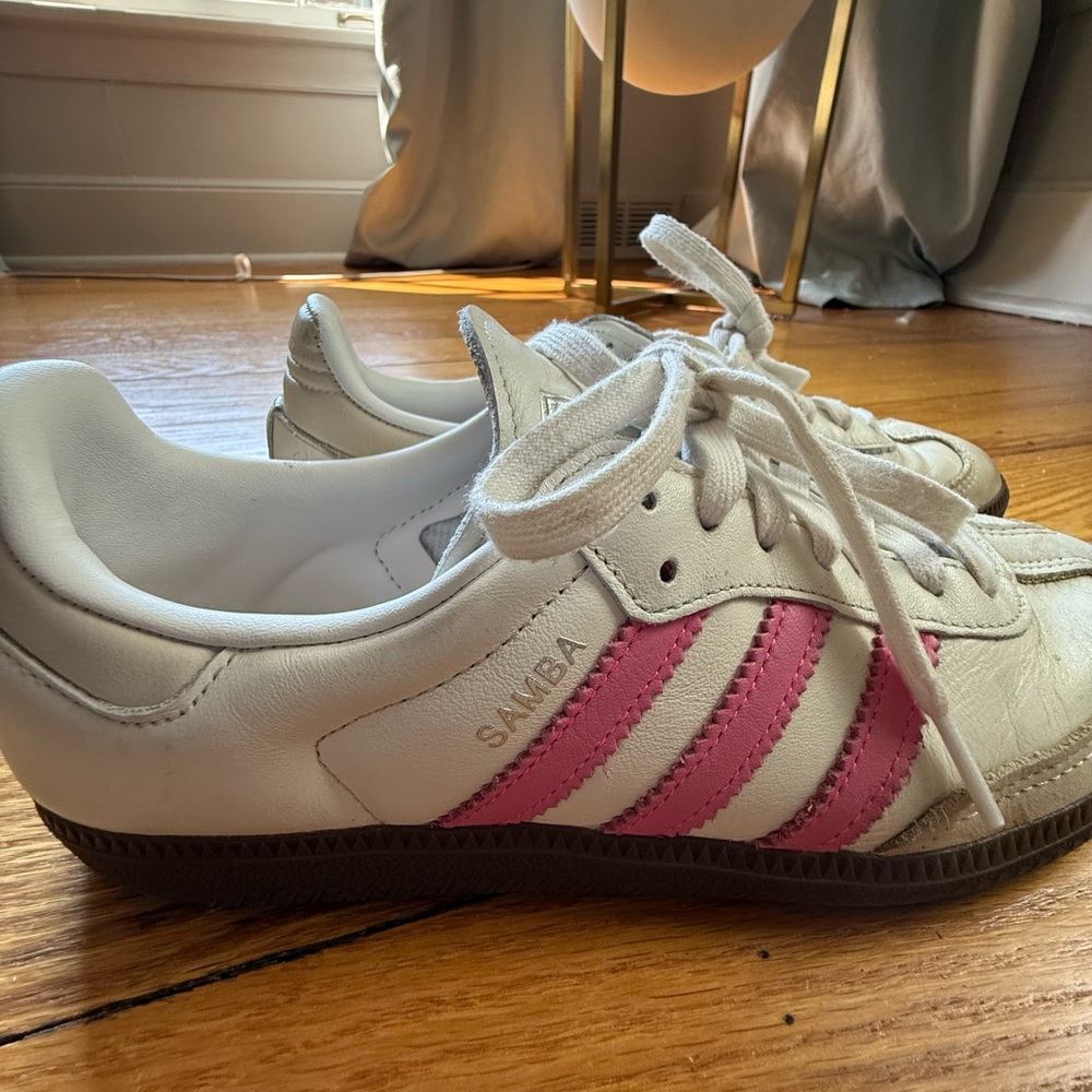 Adidas Kids Samba White and Pink Sneakers